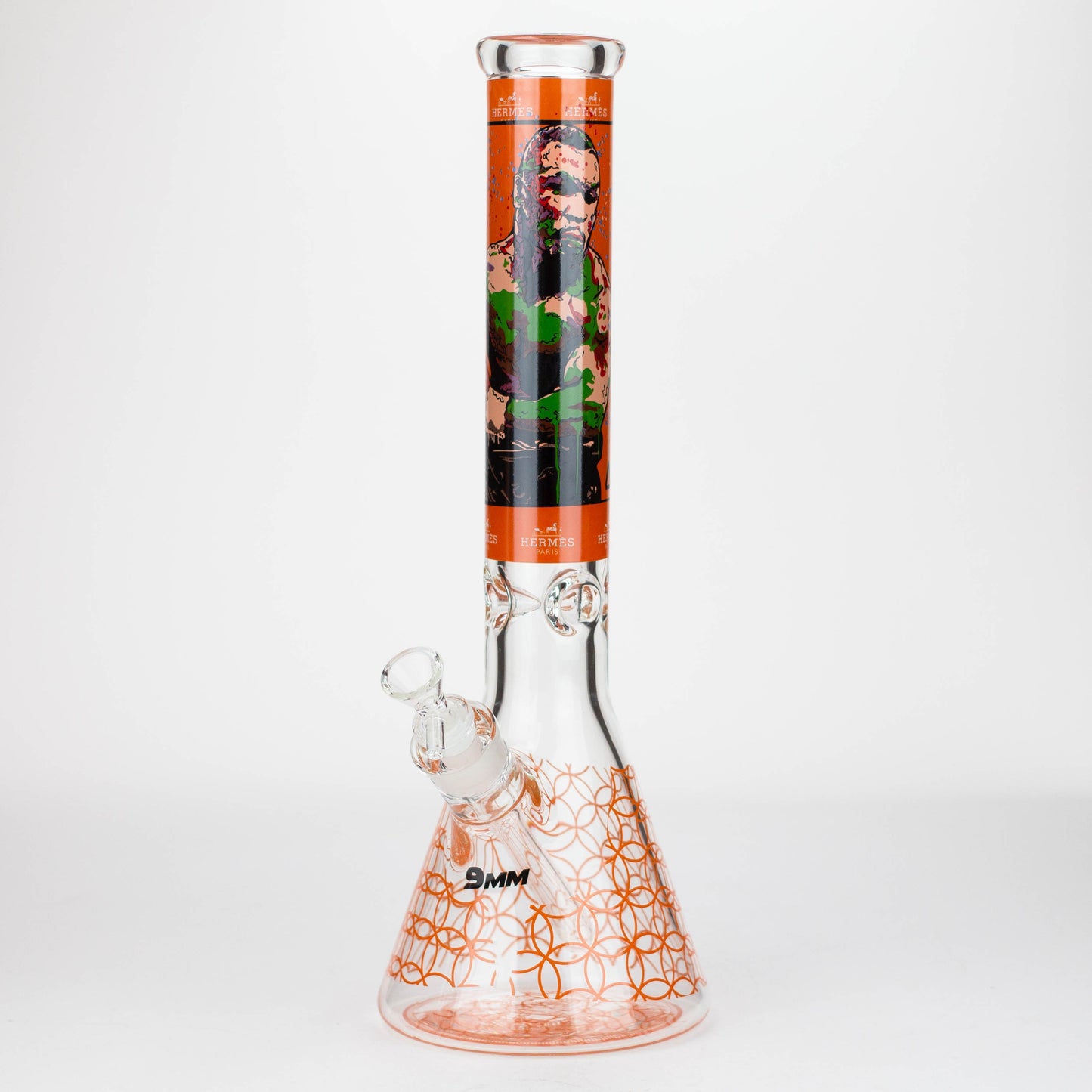 15.5"  9 mm Graphic glass water bong [GBT2117]_9